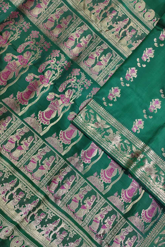 Green Handloom Swarnachari Silk Saree: Exquisite Elegance - Luxurion World