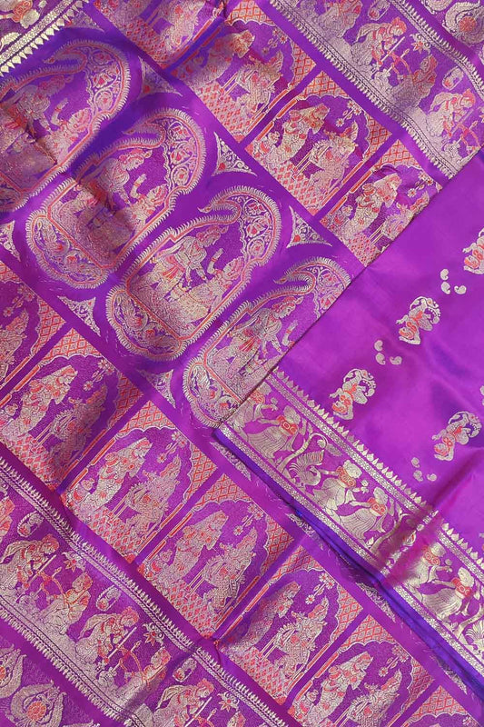 Opulent Purple Swarnachari Silk Saree - Luxurion World