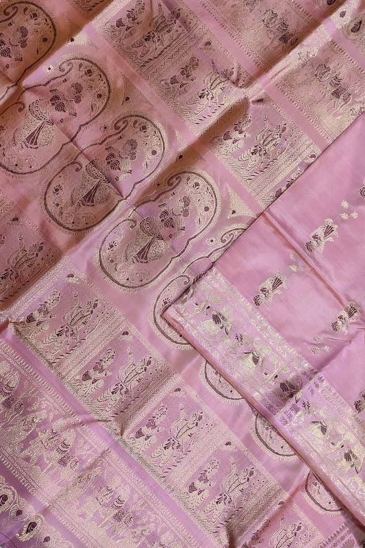 Beautiful Pink Handloom Swarnachari Silk Saree - Luxurion World