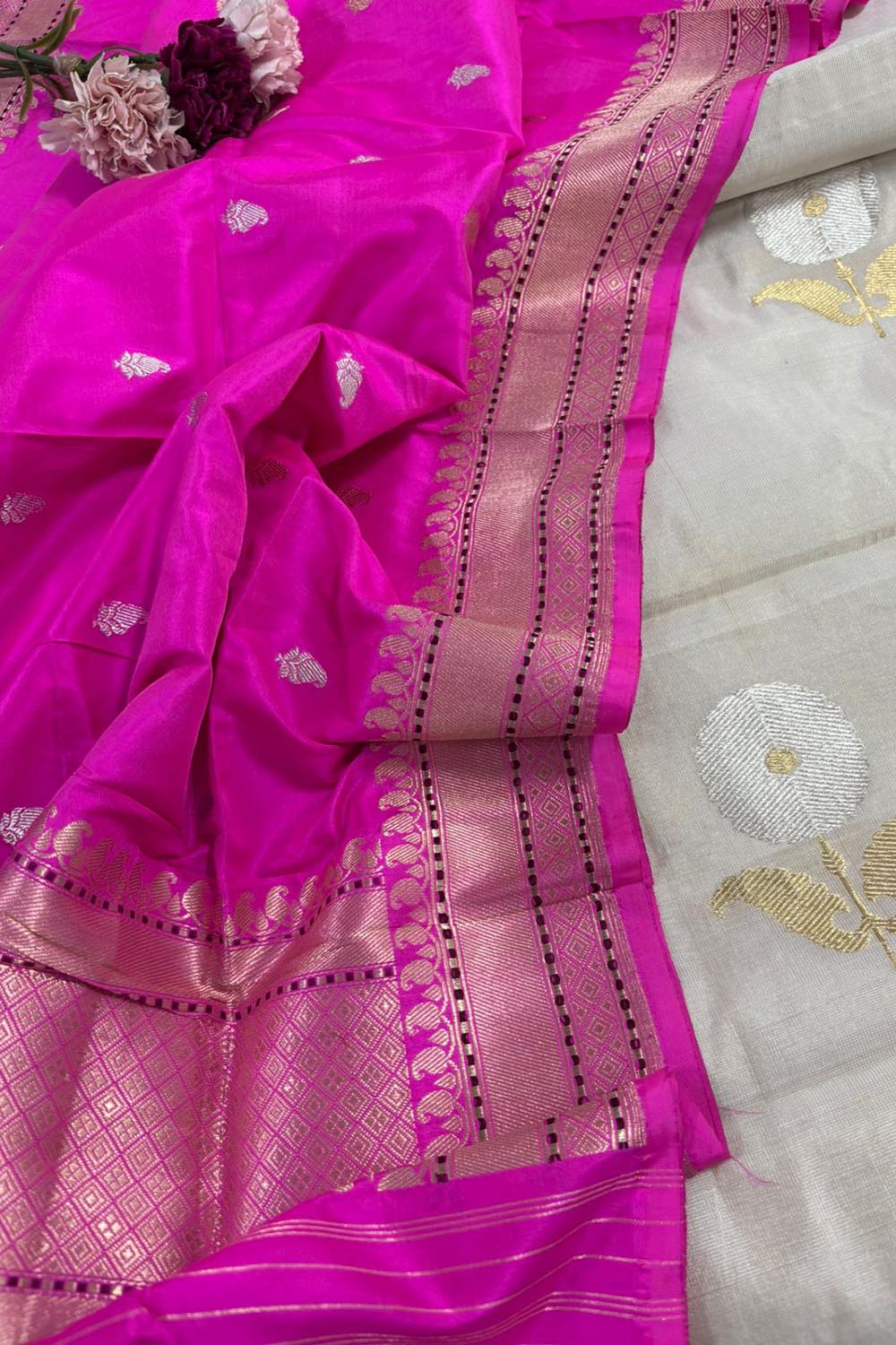 Stunning Dyeable Handloom Banarasi Tissue Katan Silk Suit With Banarasi Handloom Pure Katan Silk Dupatta - Luxurion World