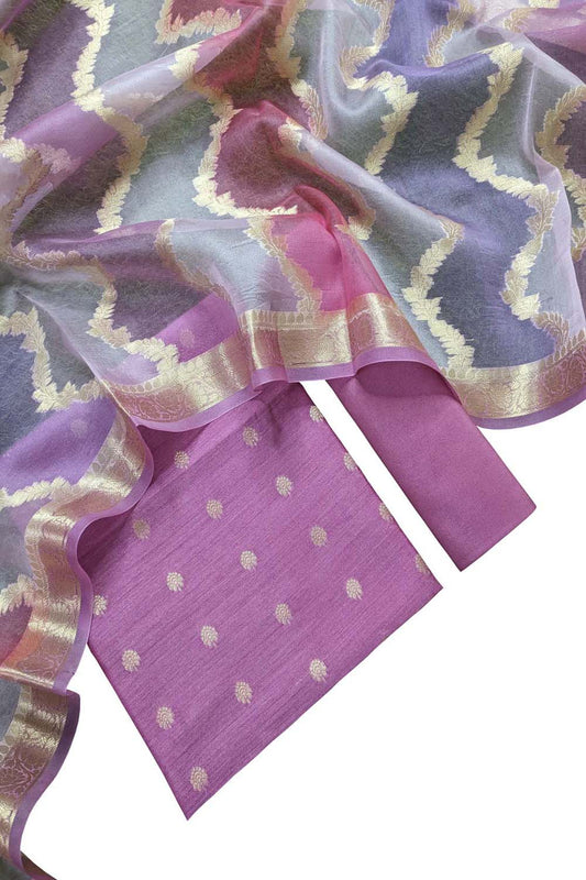 Exquisite Pink Banarasi Moonga Silk Suit Set