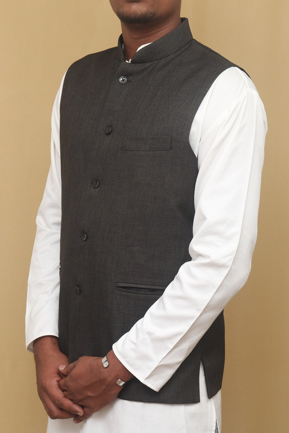 Gunmetal Blue with Nobel Cream Iktat Printed Premium Cotton Nehru Jacket | Nehru  jackets, Jackets, Modern man