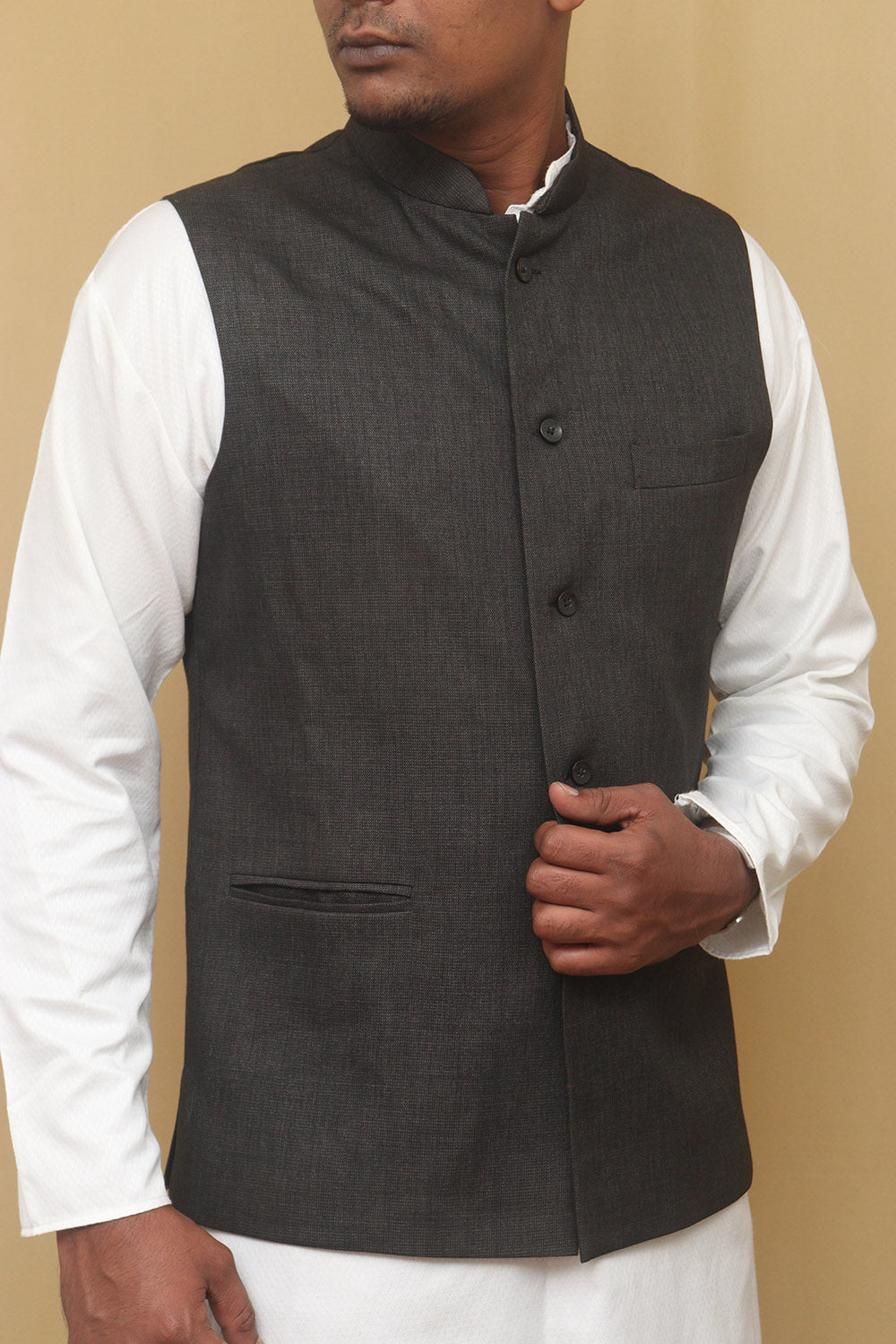 Buy Online Jacquard Silk Black Nehru Jackets : 235639 - Nehru Jacket