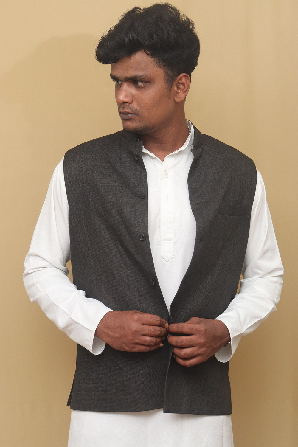 Buy MLS Art Silk Printed Nehru Jacket Online - Mohanlal Sons
