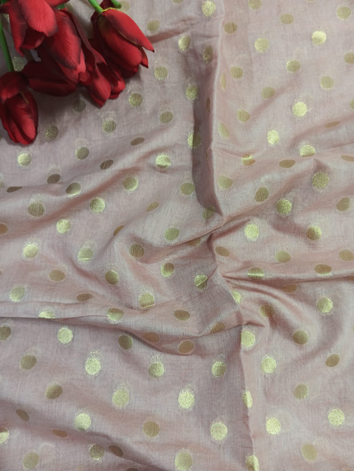 Pink Banarasi Chanderi Silk Fabric ( 1 Mtr) - Luxurion World