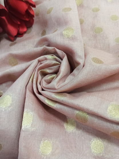 Pink Banarasi Chanderi Silk Fabric ( 1 Mtr) - Luxurion World