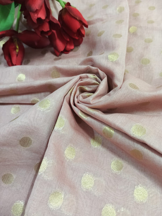 Pink Banarasi Chanderi Silk Fabric ( 1 Mtr) - Luxurion World