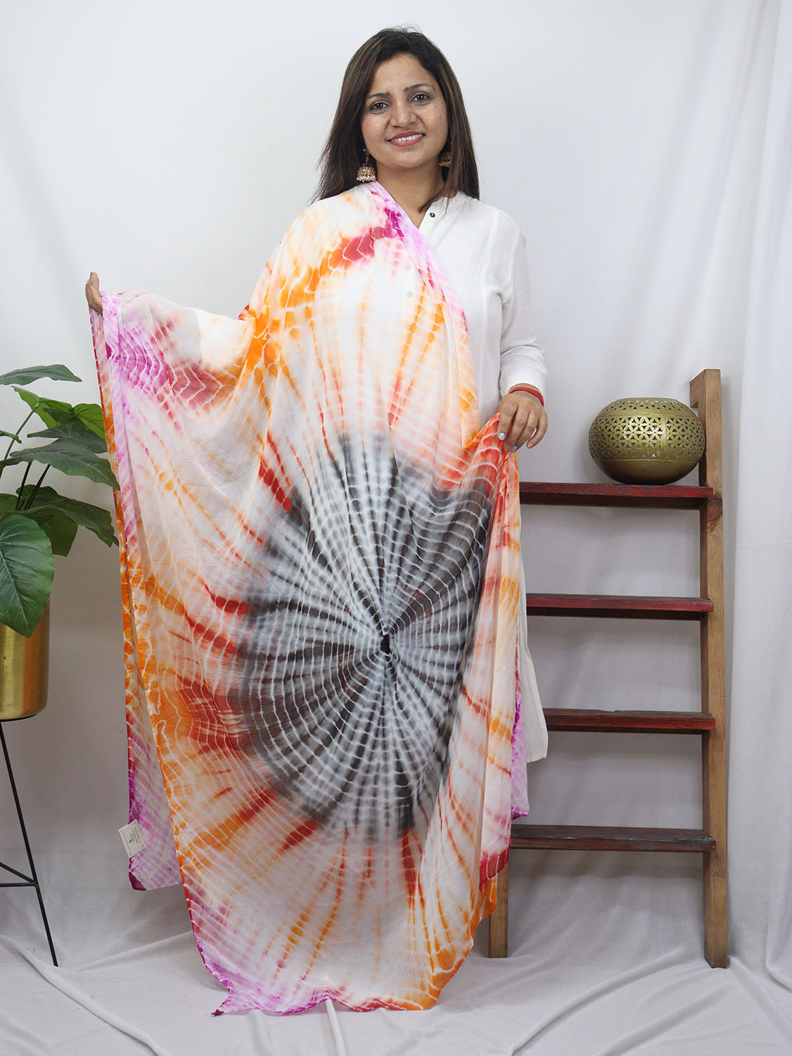 ID1S2JA523032505 Multicolor Tie And Dye Chiffon Dupatta 1