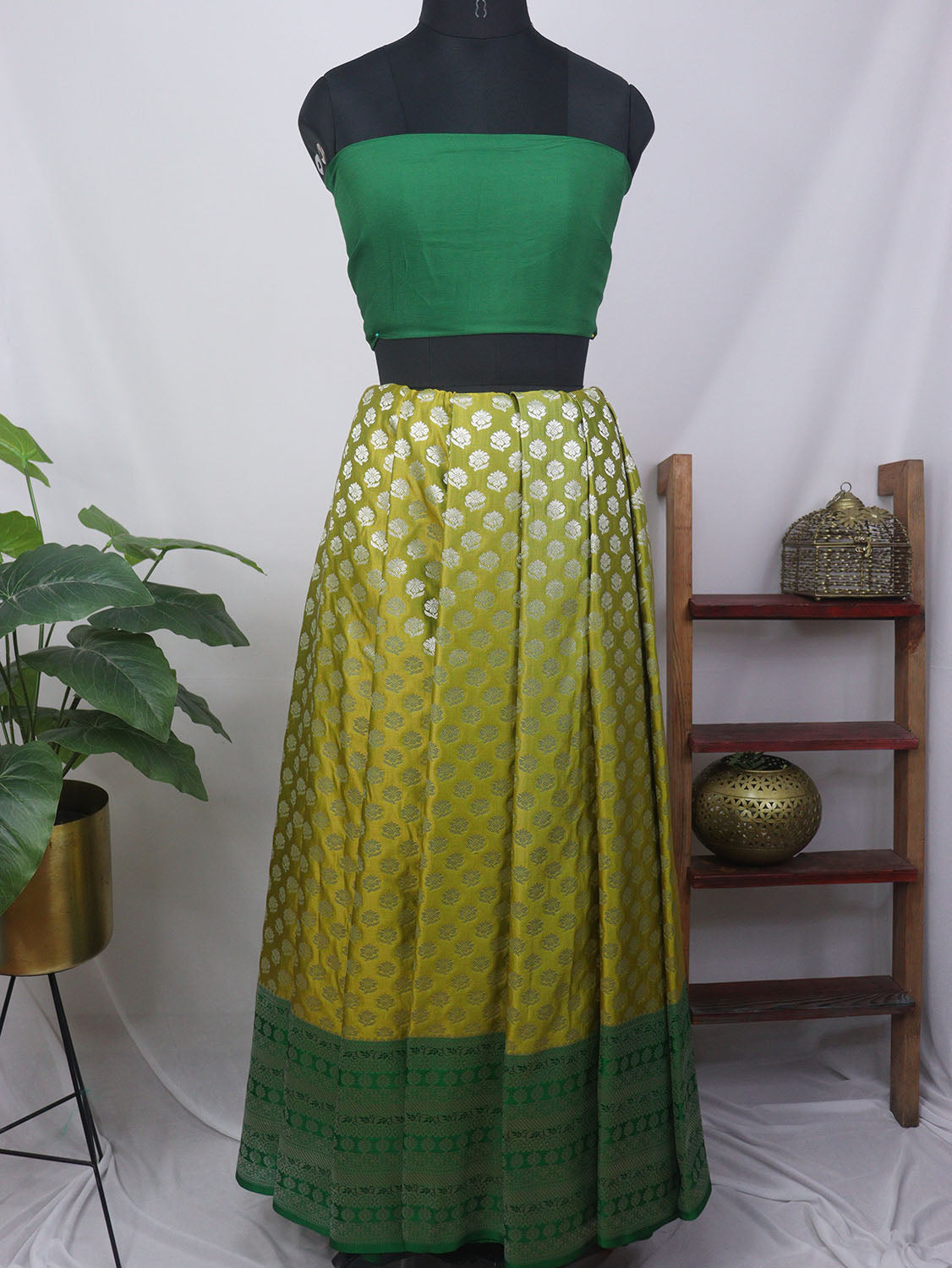 Buy Turquoise Banarasi Silk Embroidered Umbrella Lehenga Wedding Wear  Online at Best Price | Cbazaar