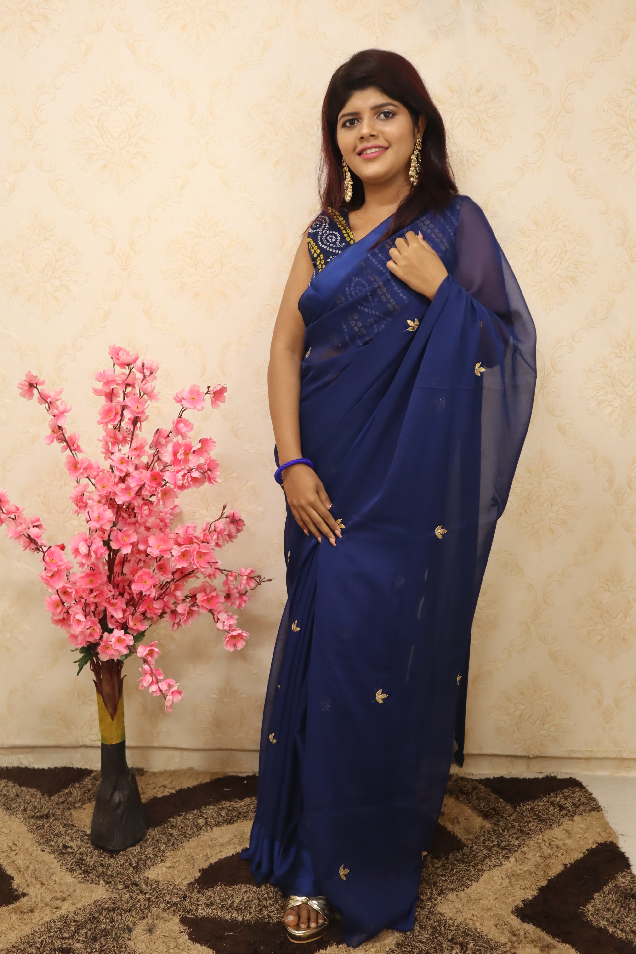 Teal Color Ready to wear Lycra saree with Metal Belt – Fabvilla