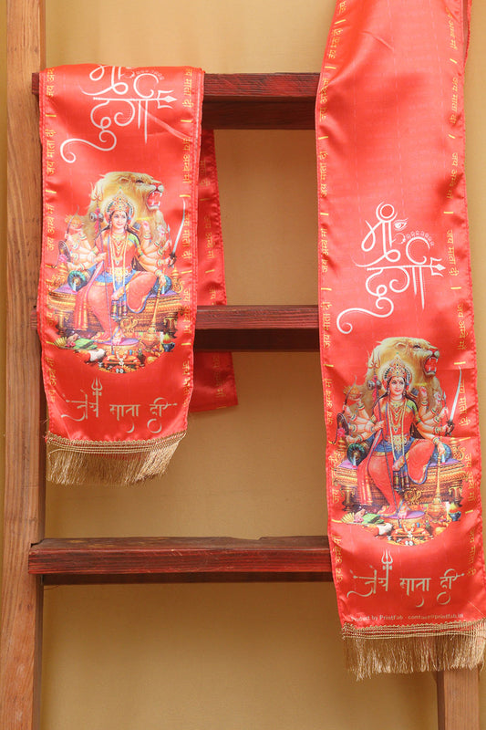 Divine Maa Durga Stole: Embrace Spiritual Serenity ( Set Of 1 ) - Luxurion World