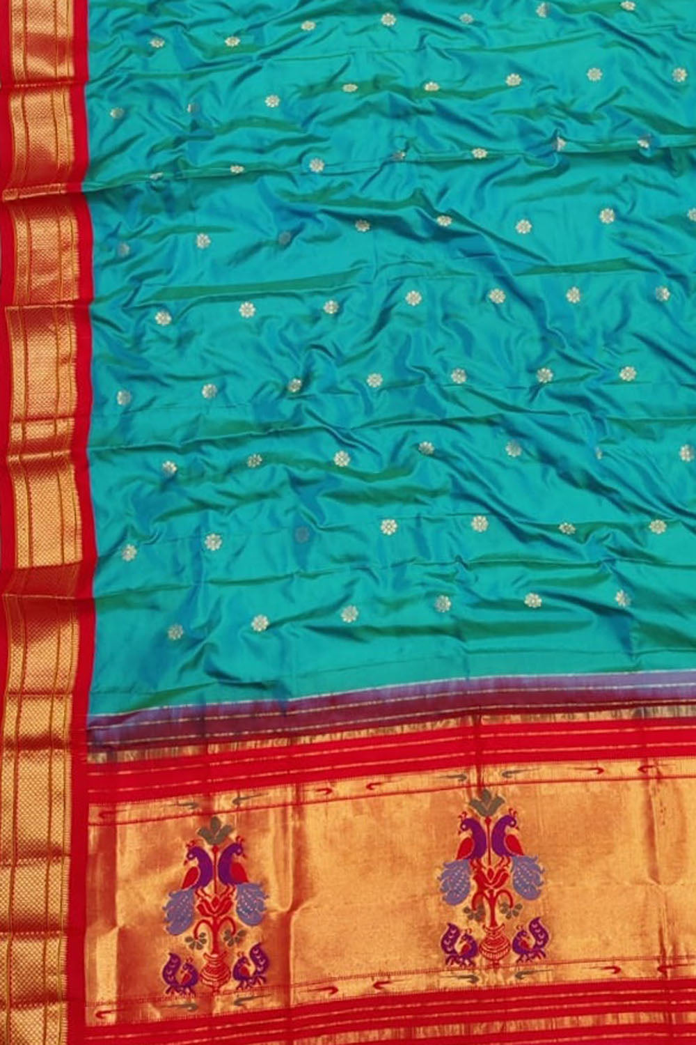 PAITHANI SILK GREEN WITH RED COLOR DUPATTA-PSD-18 – pochampallysarees.com