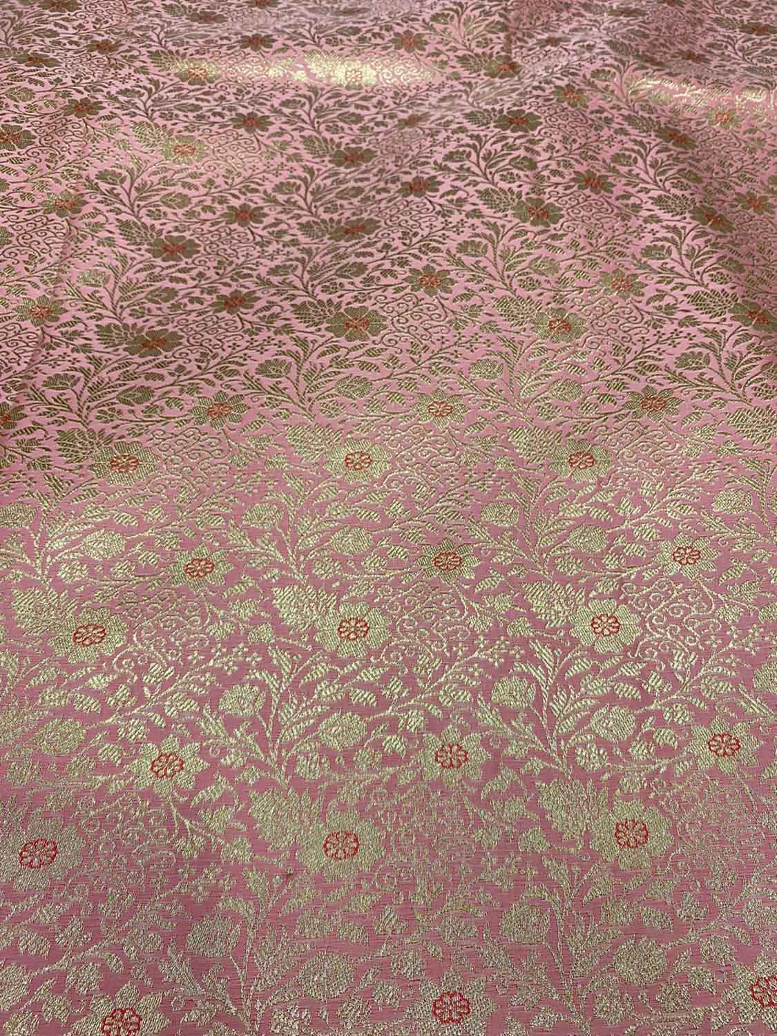 Pink Banarasi Brocade Silk Fabric ( 2.5 Mtr ) - Luxurion World