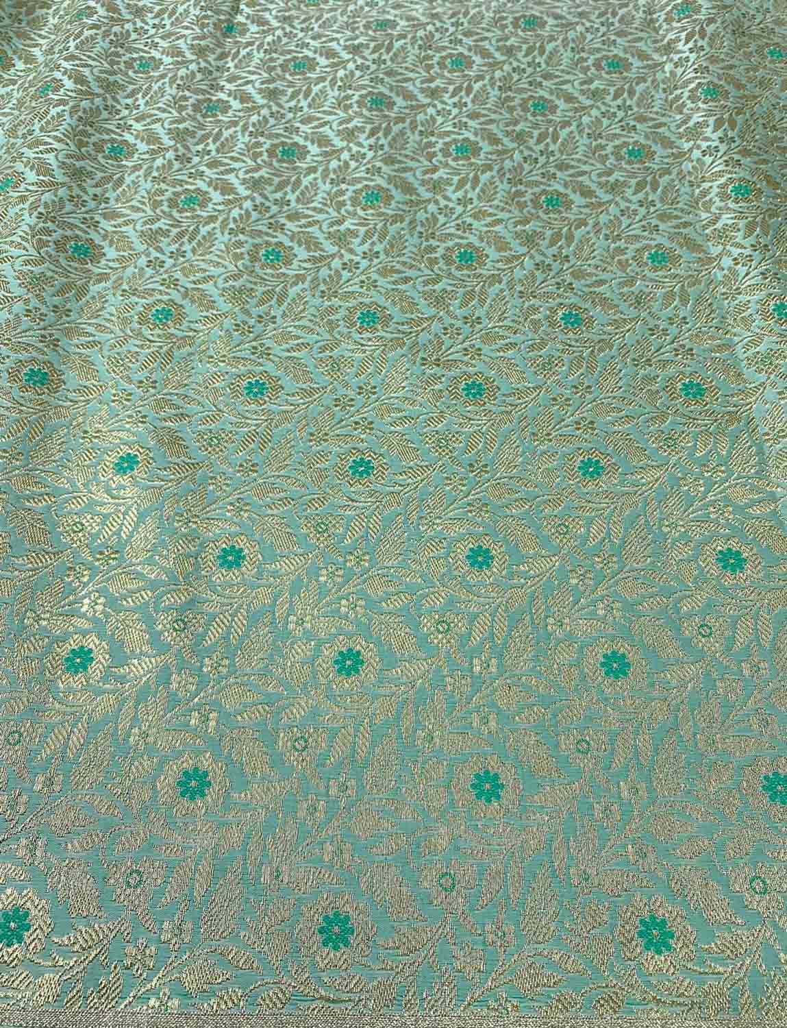 Blue Banarasi Brocade Silk Fabric ( 2.5 Mtr ) - Luxurion World