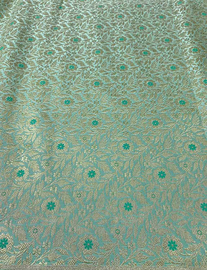 Blue Banarasi Brocade Silk Fabric ( 2.5 Mtr ) - Luxurion World
