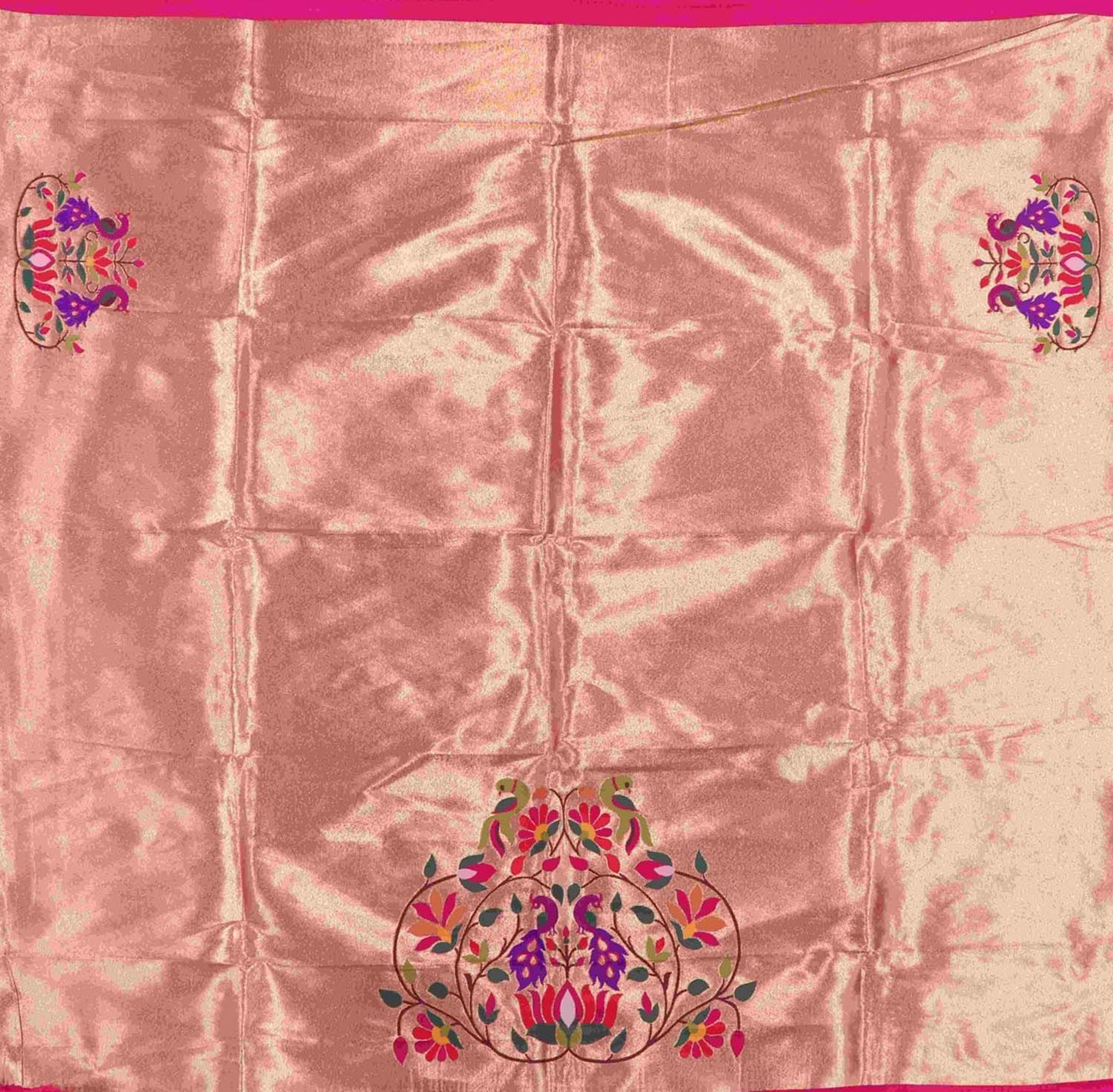 Pink Paithani Brocade Silk Blouse Fabric ( 1 Mtr ) - Luxurion World