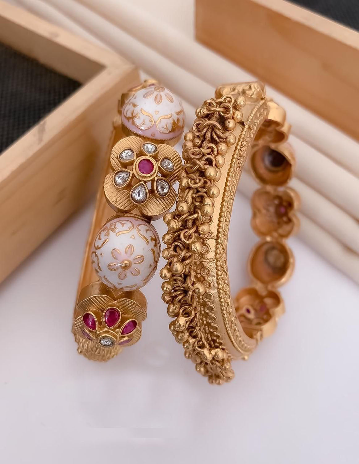 Gold kundan store bangles with price