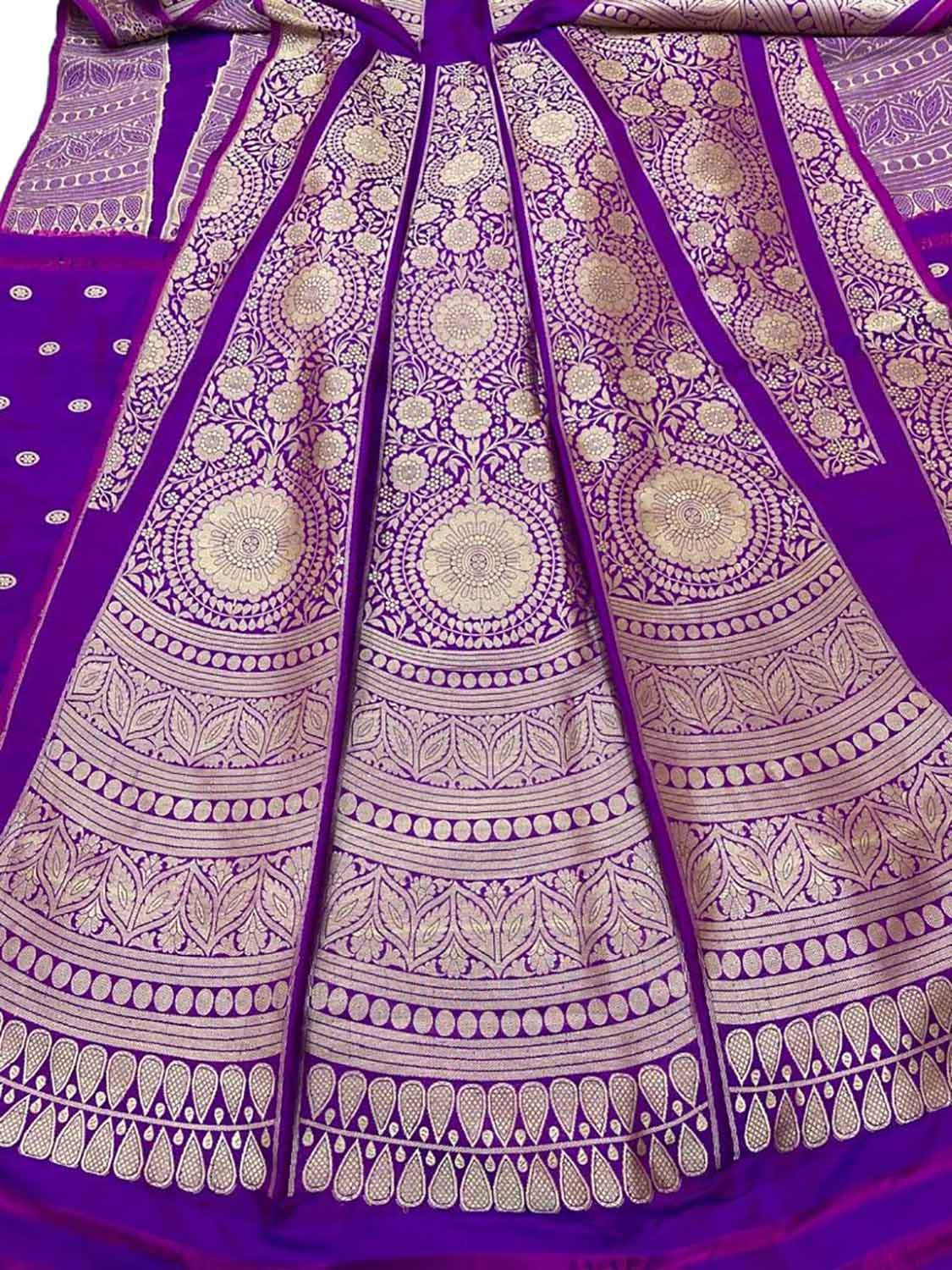 PL1B1SO723061509 Purple Banarasi Pure Katan Silk Unstitched Lehenga Set 1