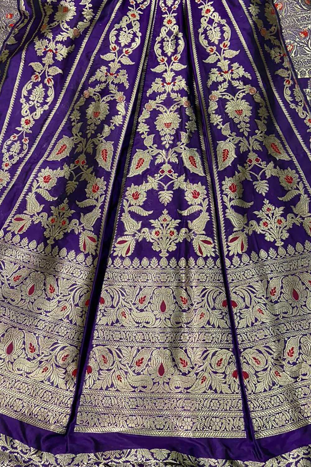 Liril Embelished Banarasi Silk Lehenga With Intricate Zari Work, Unstitched  Blouse, And Matching Dupatta.
