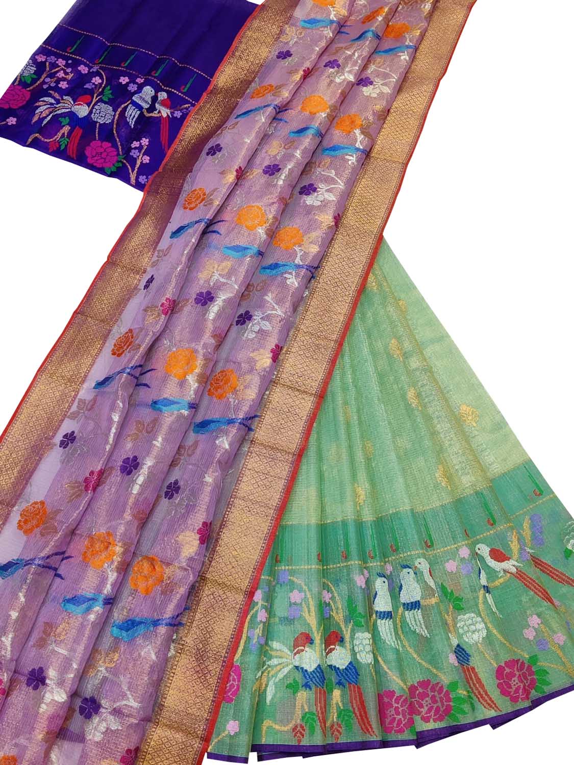 Pastel Handloom Kota Doria Lehenga Set with Real Zari - Unstitched –  Luxurion World