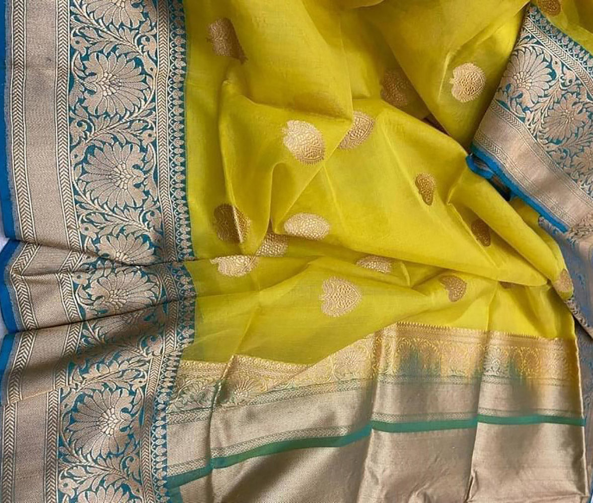 Peachy Pink Kora Silk/Cotton Handloom Banarasi Saree – Himagauri Sarees