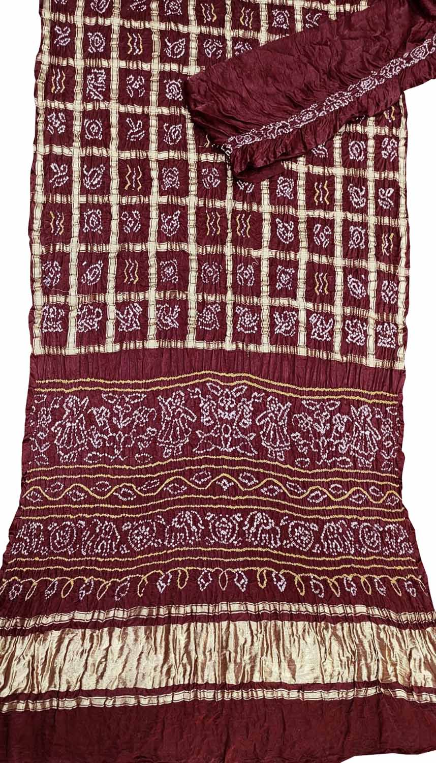 Maroon Banarasi Gharchola Saree in Cotton – Khatri Jamnadas Bechardas