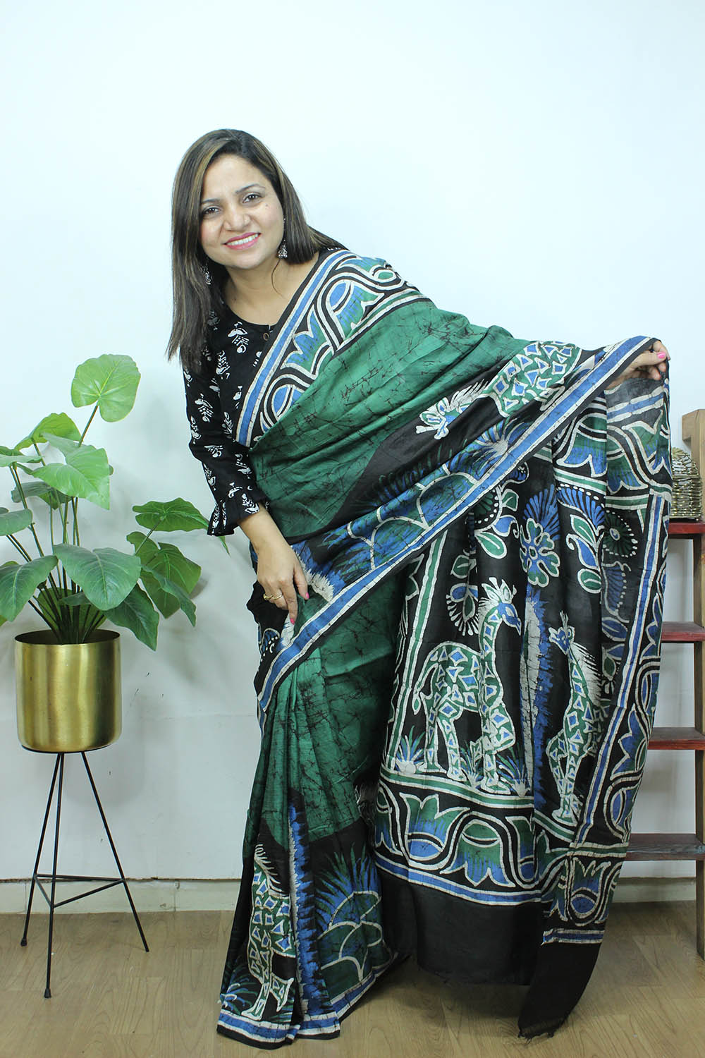 3804 Hand Bathik Saree Online | Silk Mark | Online Naksha