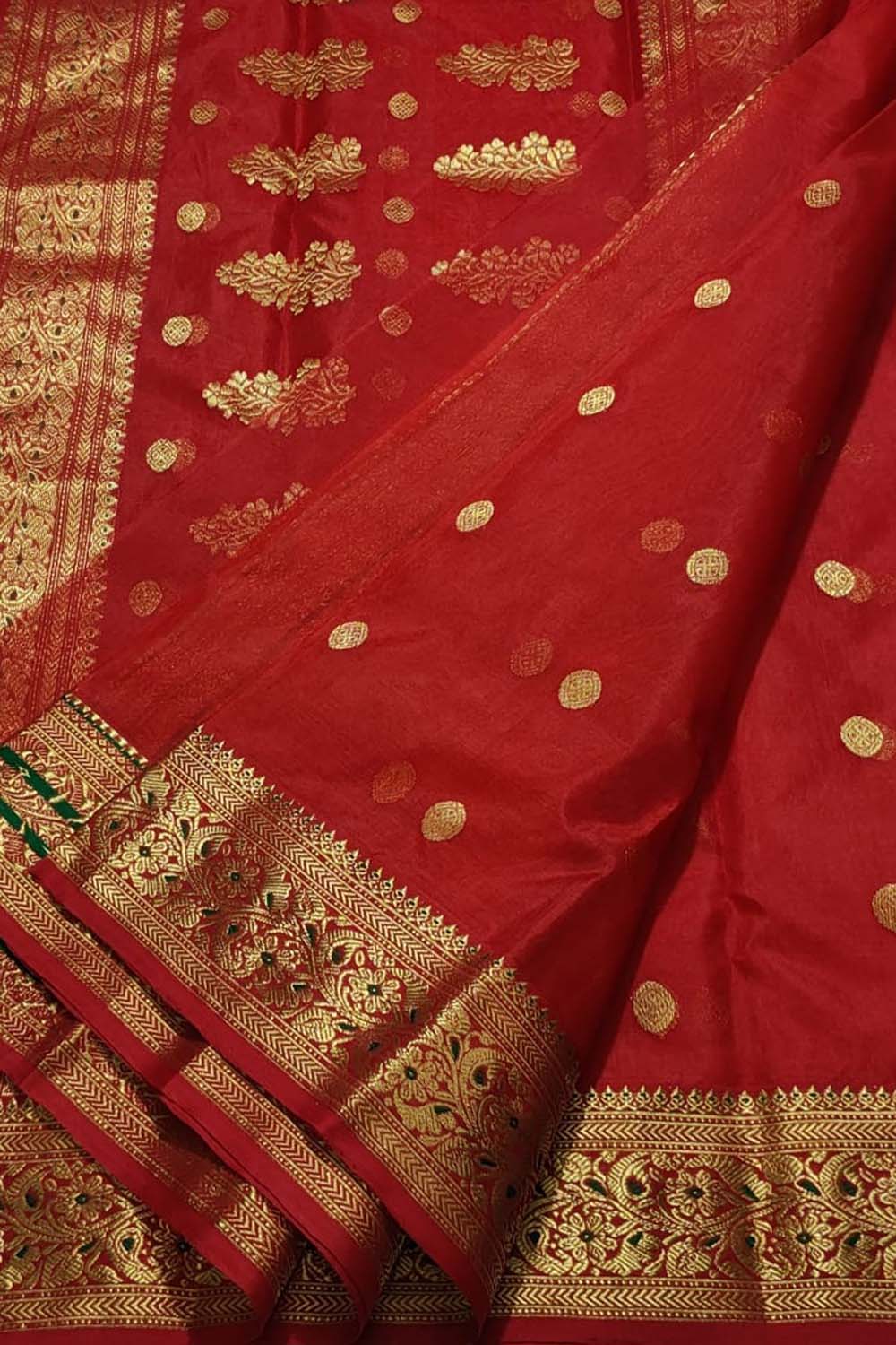 Buy Royal Red Color Chanderi Banarasi Silk Saree with Zari Buti Work At  IndyVogue