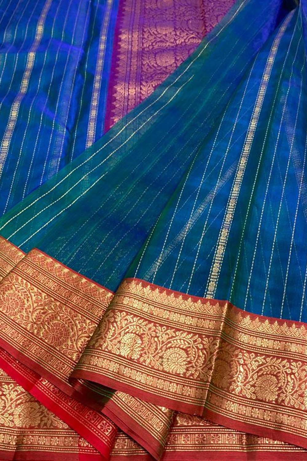 Vindhyavasini Green Chanderi Silk Sari - Katan Weaves India