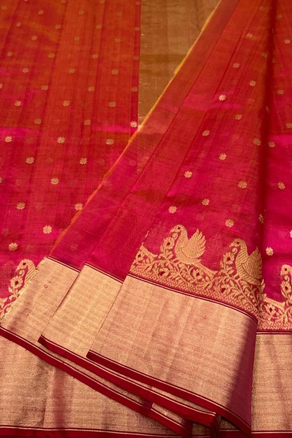 Pink Chanderi Handloom Pure Katan Silk Saree - Buy Now