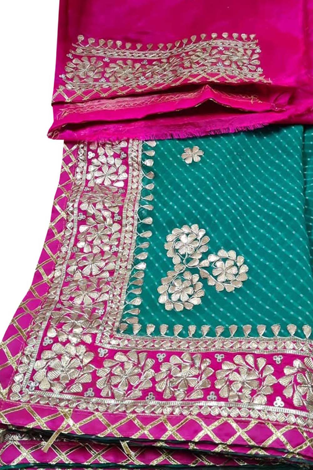 Buy online Pink Gota Patti Saree With Blouse from ethnic wear for Women by  Geroo Jaipur for ₹15998 at 0% off | 2024 Limeroad.com