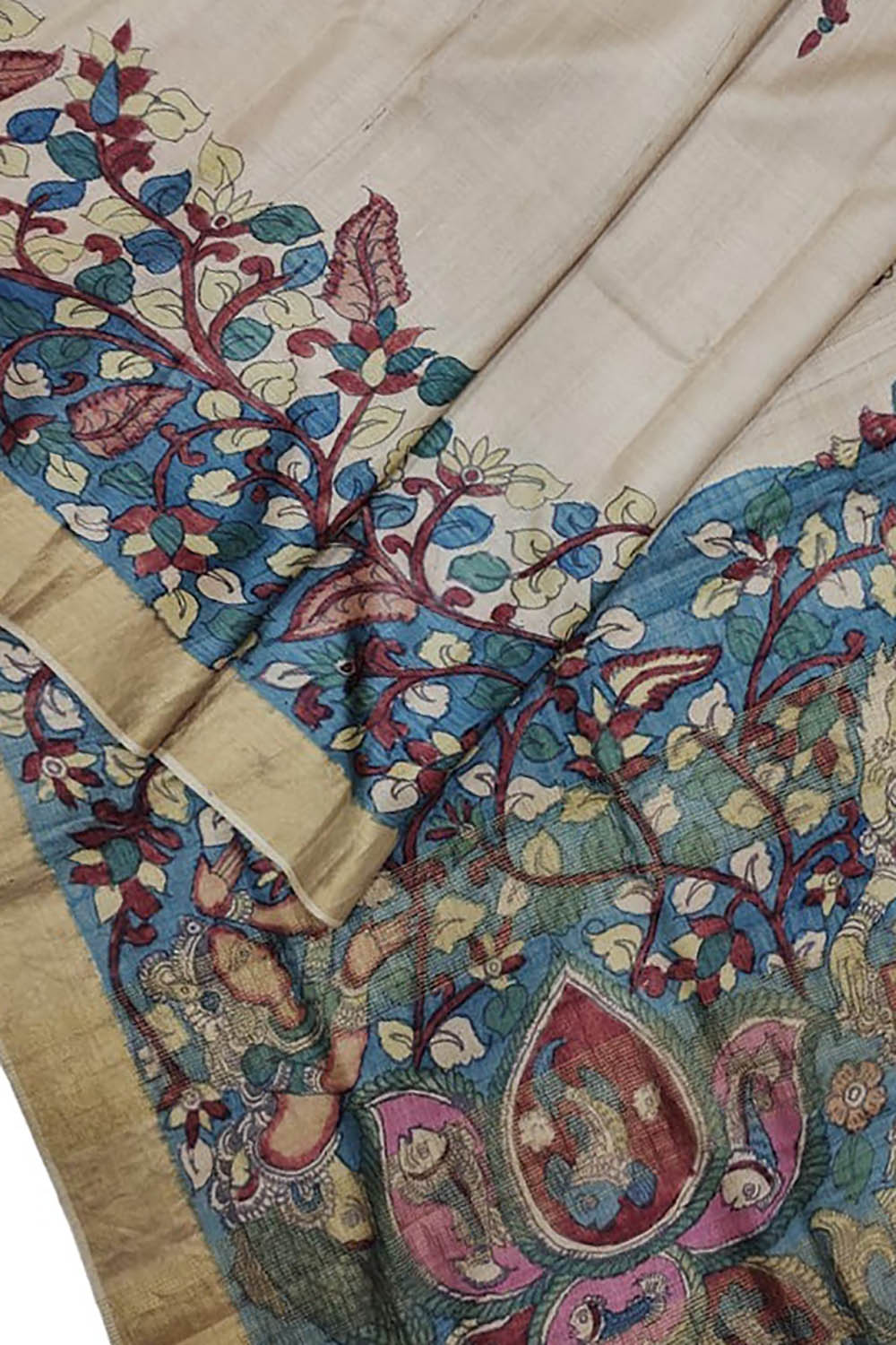 Buy Madhubani Hand Painted Pure Tussar Silk Sari With Blouse Piece. Unique  Design Madhubani Sari. Online in India - Etsy | Cotton saree designs, Saree  painting, Hand painted sarees
