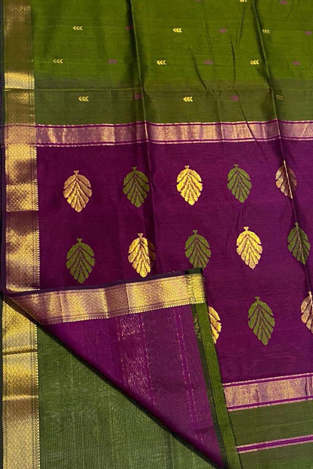 Tusser color silk cotton Maheshwari saree | Mahishmati Handlooms