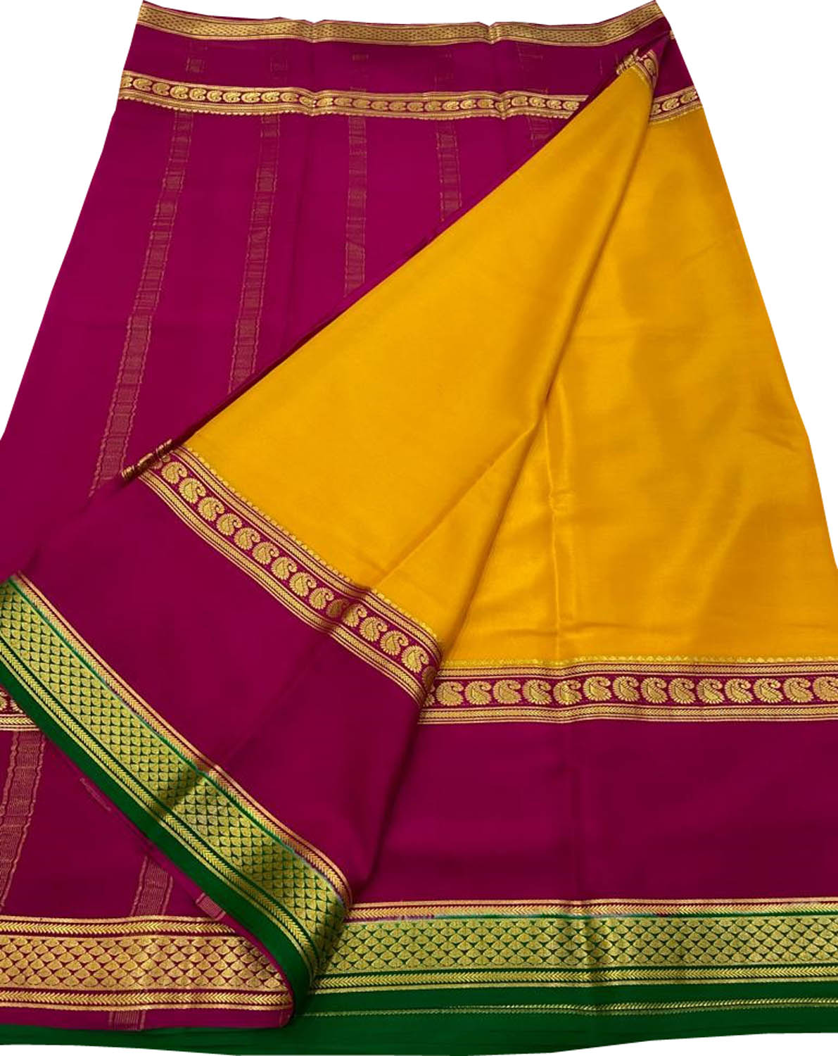 Exclusive Ksic Grade Pure Mysore Crepe Silk Sarees With Double Contrast  Bentex Border, at Rs 9150/piece | मैसूर रेशम की साड़ी in Hyderabad | ID:  21332312673