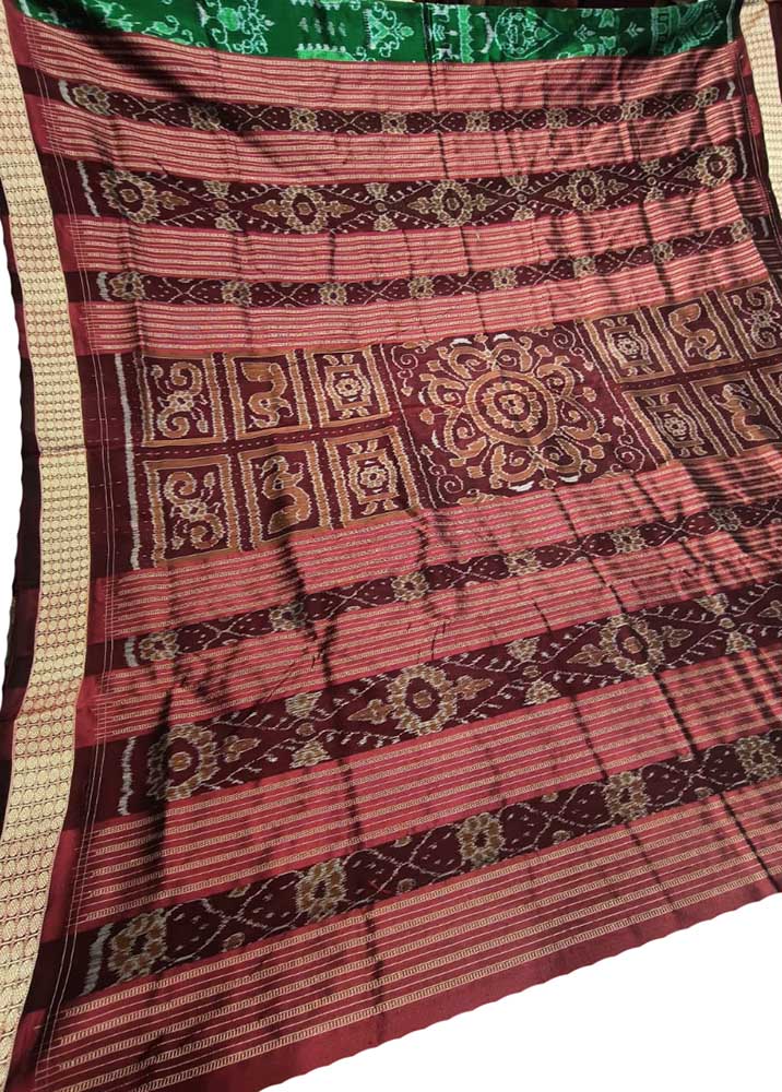 Maroon Ikkat Sambalpuri Silk Saree | A750904062 – Priyadarshini Handloom