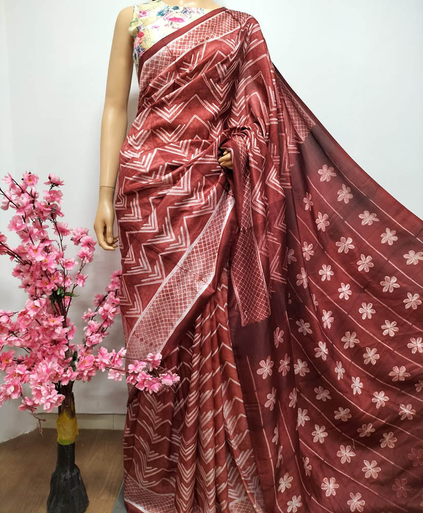 Pure Mulberry Silk Batik Printed Saree, Saree Width: 1.15 at Rs 3500/piece  in North 24 Parganas