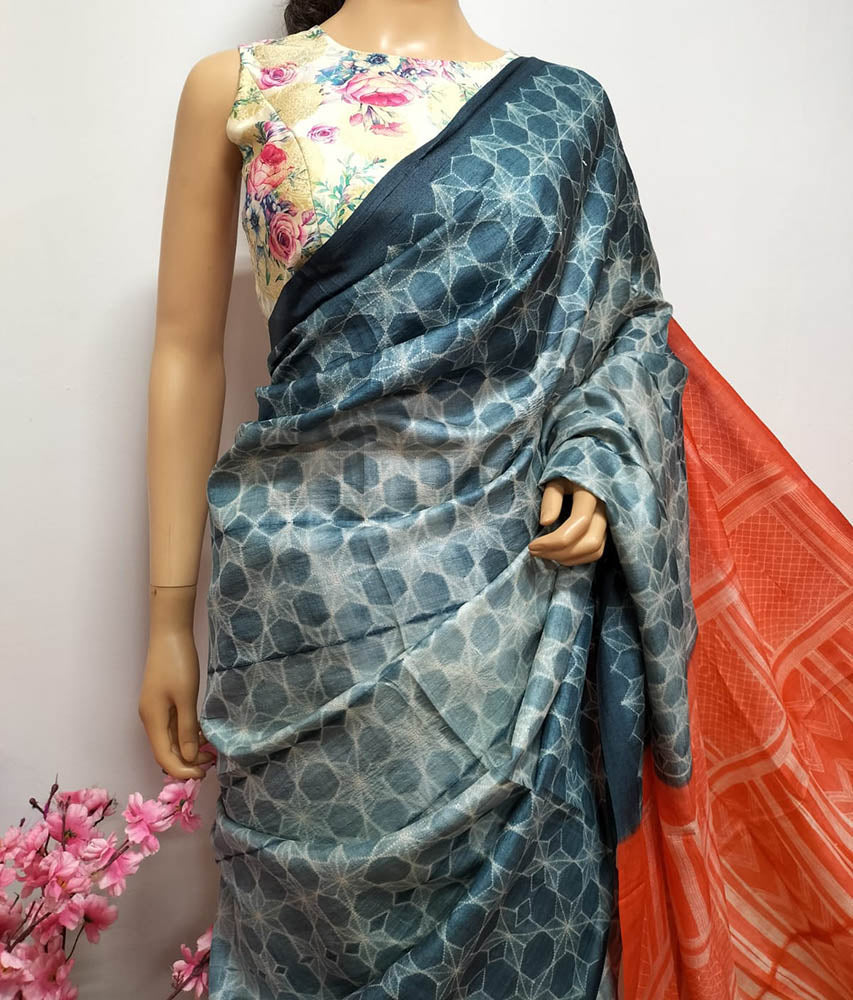 Buy online Women's Printed Grey Colored Saree With Blouse from ethnic wear  for Women by Shaily for ₹1389 at 56% off | 2024 Limeroad.com