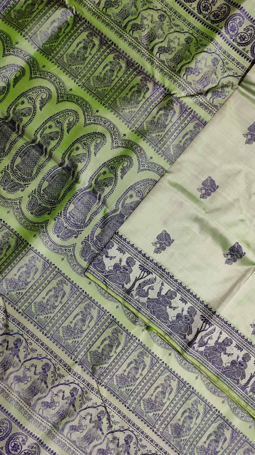 Baluchari Handloom Cotton Peach Color Rich Pallu Saree with Running Blouse  | Viswaveda.in