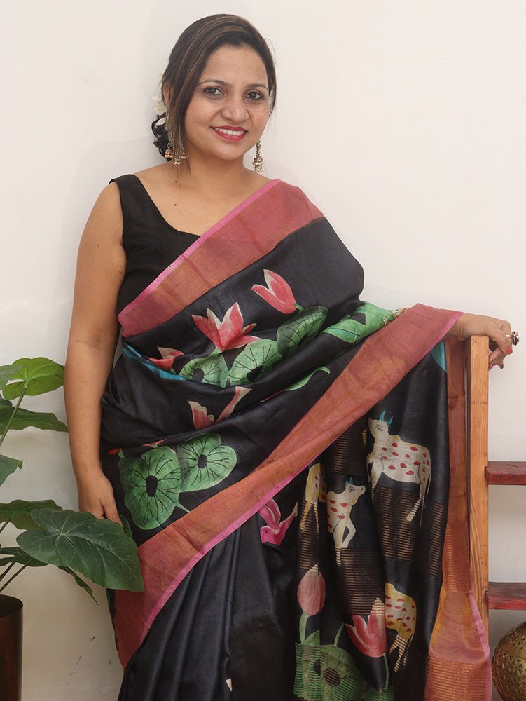 Tussar Silk Handloom Weaving Saree Online only on Dvanza -dvz0003418