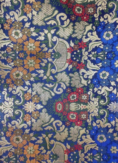 Blue Banarasi Kimkhwab Silk Meenakari Fabric ( 1 Mtr ) - Luxurion World