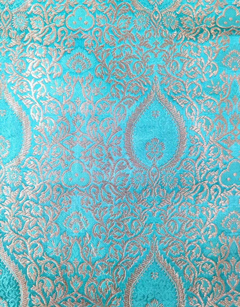 Blue Banarasi Silk Fabric ( 1 Mtr ) - Luxurion World