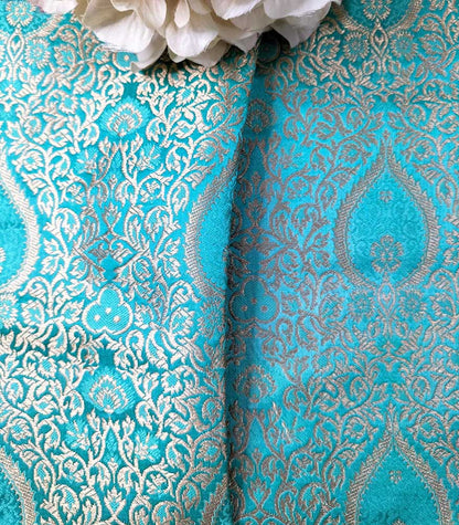 Blue Banarasi Silk Fabric ( 1 Mtr ) - Luxurion World