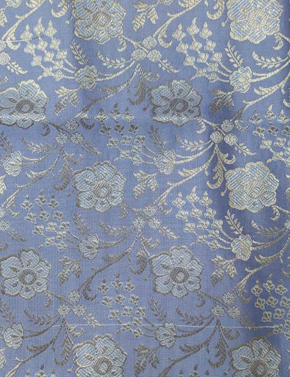 Blue Banarasi Silk Fabric ( 1 Mtr ) - Luxurion World