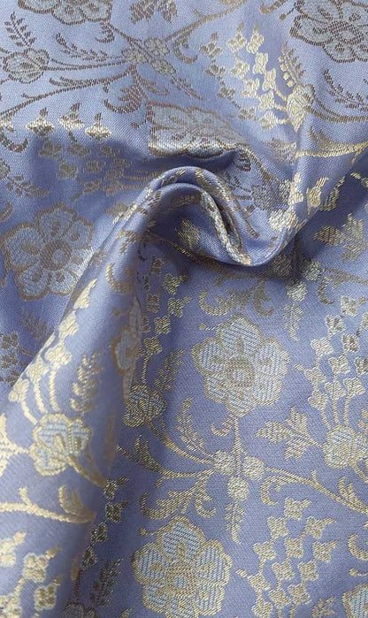 Blue Banarasi Silk Fabric ( 1 Mtr ) - Luxurion World