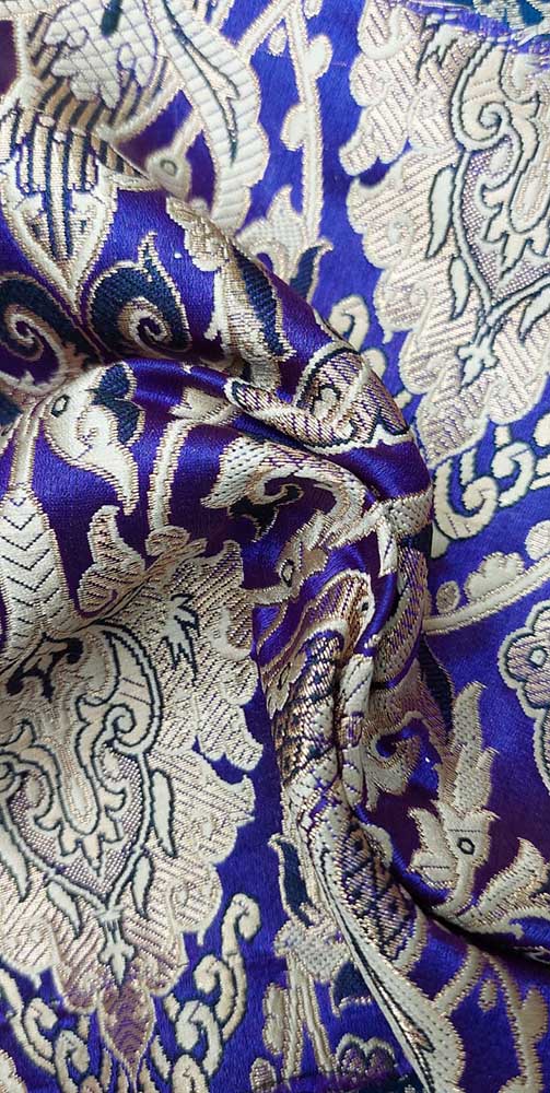 Blue Banarasi Silk Fabric ( 1 Mtr ) - Luxurion World