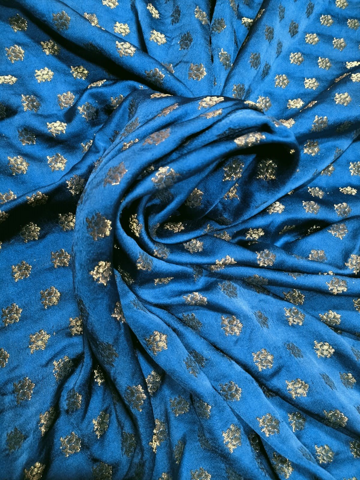 Blue Banarasi Silk  Fabric (1 Mtrs ) - Luxurion World