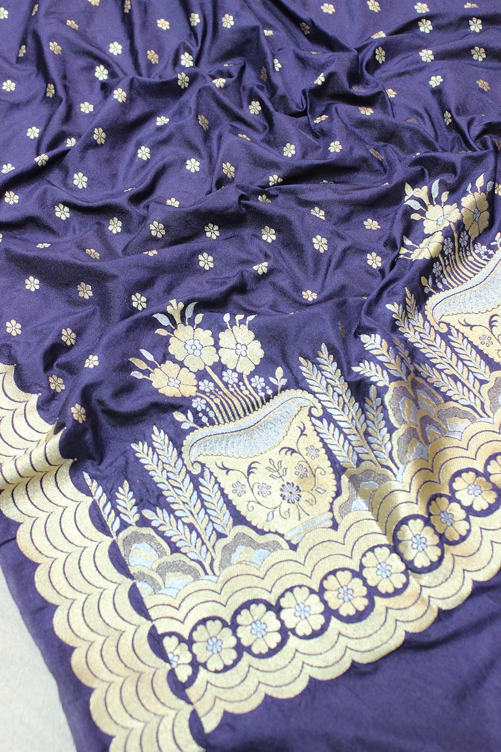 Blue purple Banarasi Silk Sona Roopa Booti Design Dupatta - Luxurion World