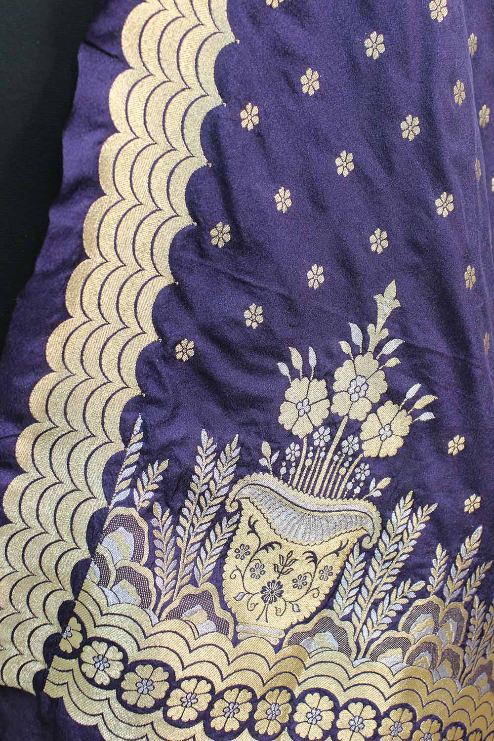 Blue purple Banarasi Silk Sona Roopa Booti Design Dupatta - Luxurion World