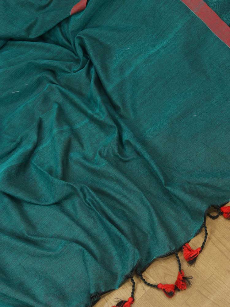 Blue Bengal Plain Cotton Saree - Luxurion World