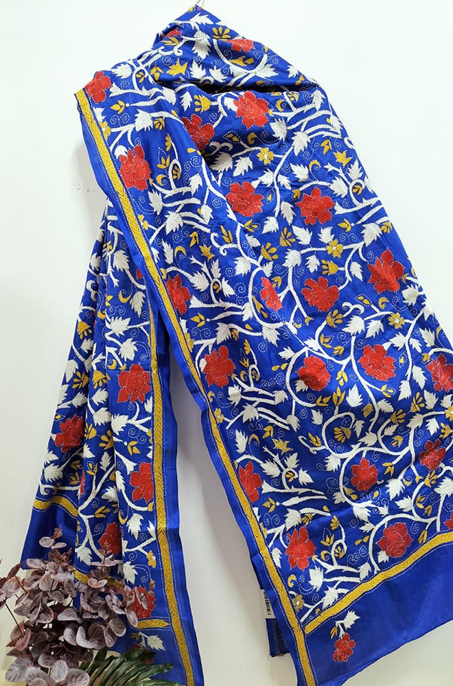 Kantha Stitch Bangalore hotsell Silk Blue Duppatta